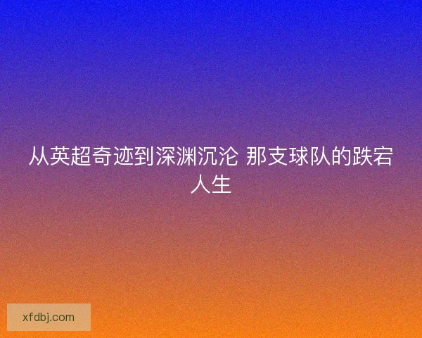 从英超奇迹到深渊沉沦 那支球队的跌宕人生