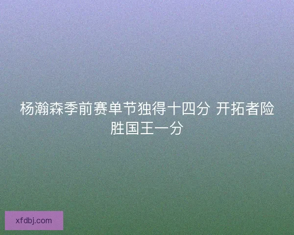 杨瀚森季前赛单节独得十四分 开拓者险胜国王一分