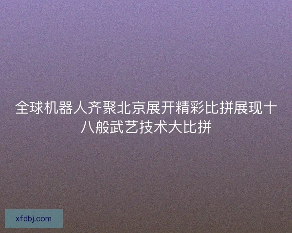 全球机器人齐聚北京展开精彩比拼展现十八般武艺技术大比拼
